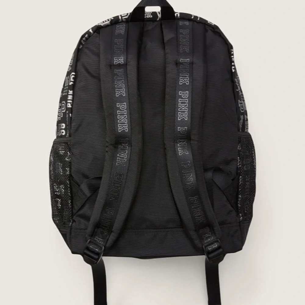 VS VICTORIAS SECRET PINK CLASSIC BACKPACK TOTE TRAVEL BAG PURE BLACK MIXED LOGO